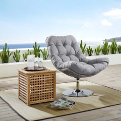 Brighton Light Gray/Gray Wicker Rattan Outdoor Patio Swivel Lounge Chair - Ornate Home