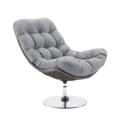 Brighton Light Gray/Gray Wicker Rattan Outdoor Patio Swivel Lounge Chair - Ornate Home