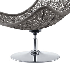 Brighton Light Gray/Gray Wicker Rattan Outdoor Patio Swivel Lounge Chair - Ornate Home