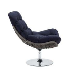 Brighton Light Gray/Navy Wicker Rattan Outdoor Patio Swivel Lounge Chair - Ornate Home