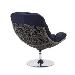 Brighton Light Gray/Navy Wicker Rattan Outdoor Patio Swivel Lounge Chair - Ornate Home