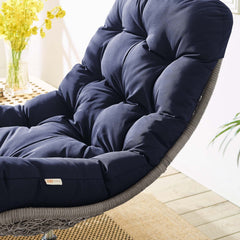 Brighton Light Gray/Navy Wicker Rattan Outdoor Patio Swivel Lounge Chair - Ornate Home