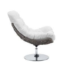 Brighton Light Gray/White Wicker Rattan Outdoor Patio Swivel Lounge Chair - Ornate Home