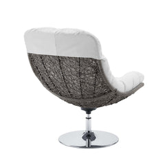 Brighton Light Gray/White Wicker Rattan Outdoor Patio Swivel Lounge Chair - Ornate Home