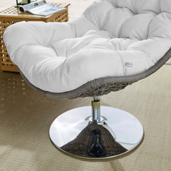 Brighton Light Gray/White Wicker Rattan Outdoor Patio Swivel Lounge Chair - Ornate Home