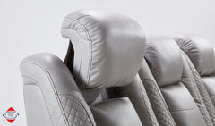 Brighton Smoke Fabric Dual Power Reclining Loveseat with Console - Ornate Home