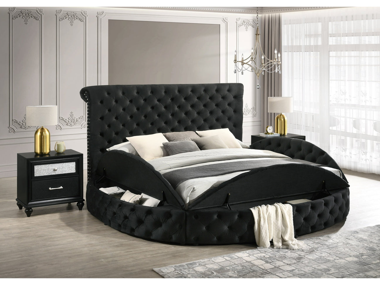 Brigitte Black Queen Upholstered Storage Bed - Ornate Home