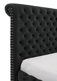 Brigitte Black Queen Upholstered Storage Bed - Ornate Home