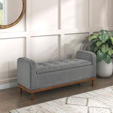 Brigitte Gray Lift Top Storage Bench - Ornate Home