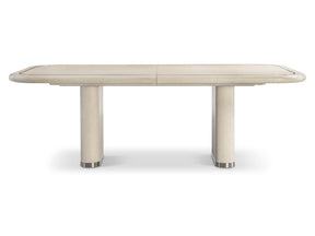 Brigitte Polished Stainless Steel/Ecru Dining Table - Ornate Home