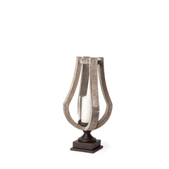Brillion Brown Small Rustic Wood Metal Table Candle Holder - Ornate Home