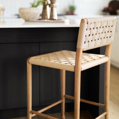 Brinley Brown Woven Paper Rope Counter Stool