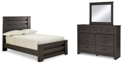 Brinxton Charcoal Full Panel Bedroom Set with Dresser and Mirror - Ornate Home