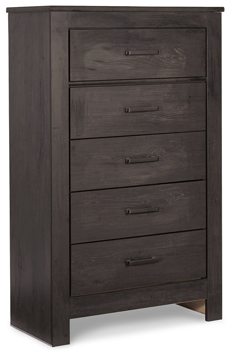 Brinxton Charcoal King Panel Bed & Dresser Mirror & Chest & 2 Nightstands - Ornate Home