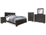Brinxton Charcoal King Panel Bed & Dresser & Mirror & Chest & Nightstand - Ornate Home