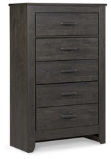 Brinxton Charcoal King Panel Bed & Dresser & Mirror & Chest & Nightstand - Ornate Home