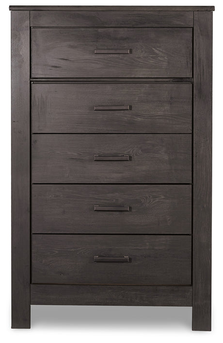 Brinxton Charcoal King Panel Bedroom Set with Dresser, Mirror and Chest - Ornate Home