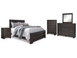 Brinxton Charcoal Queen Panel Bed & Dresser & Mirror & Chest & Nightstand - Ornate Home