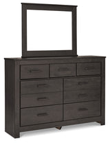Brinxton Charcoal Queen Panel Bed & Dresser & Mirror & Chest & Nightstand - Ornate Home