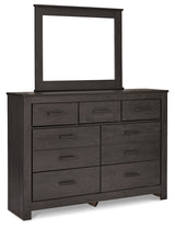 Brinxton Charcoal Queen Panel Bedroom Set with Dresser, Mirror and Nightstand - Ornate Home