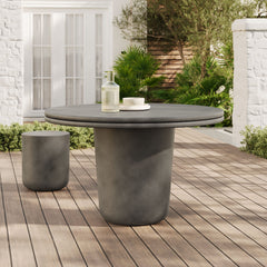 Brion Gray 48" Indoor - Outdoor Patio Concrete Round Dining Table - Ornate Home