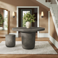 Brion Gray 48" Indoor - Outdoor Patio Concrete Round Dining Table - Ornate Home