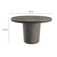 Brion Gray 48" Indoor - Outdoor Patio Concrete Round Dining Table - Ornate Home