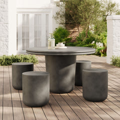 Brion Gray Indoor - Outdoor Patio Concrete 5 Piece Dining Table Set - Ornate Home