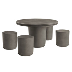 Brion Gray Indoor - Outdoor Patio Concrete 5 Piece Dining Table Set - Ornate Home