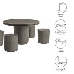 Brion Gray Indoor - Outdoor Patio Concrete 5 Piece Dining Table Set - Ornate Home