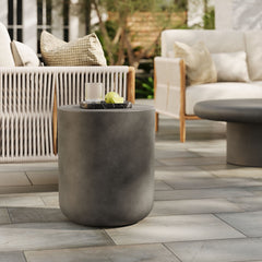 Brion Gray Indoor - Outdoor Patio Concrete Stool - Ornate Home