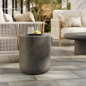 Brion Gray Indoor - Outdoor Patio Concrete Stool - Ornate Home