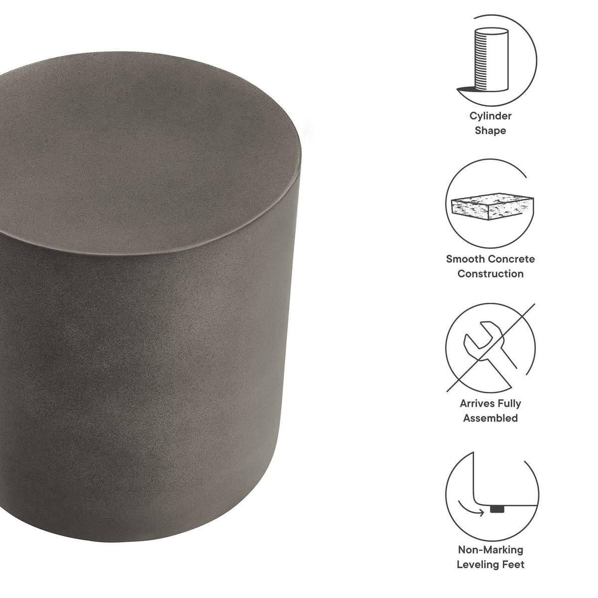 Brion Gray Indoor - Outdoor Patio Concrete Stool - Ornate Home
