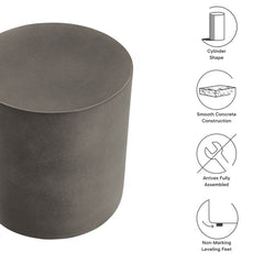 Brion Gray Indoor - Outdoor Patio Concrete Stool - Ornate Home