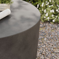 Brion Gray Round Indoor - Outdoor Patio Concrete Coffee Table - Ornate Home