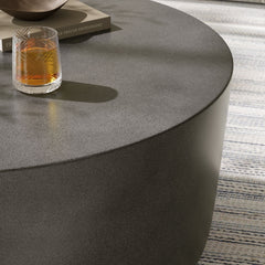 Brion Gray Round Indoor - Outdoor Patio Concrete Coffee Table - Ornate Home
