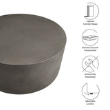 Brion Gray Round Indoor - Outdoor Patio Concrete Coffee Table - Ornate Home