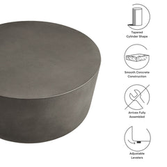Brion Gray Round Indoor - Outdoor Patio Concrete Coffee Table - Ornate Home
