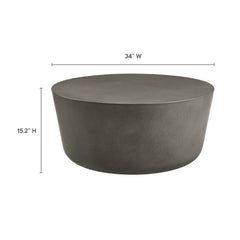 Brion Gray Round Indoor - Outdoor Patio Concrete Coffee Table - Ornate Home