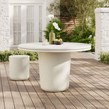 Brion White 48" Indoor - Outdoor Patio Concrete Round Dining Table - Ornate Home