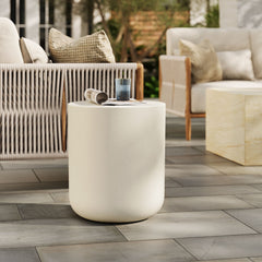 Brion White Indoor - Outdoor Patio Concrete Stool - Ornate Home