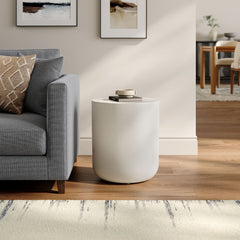 Brion White Indoor - Outdoor Patio Concrete Stool - Ornate Home