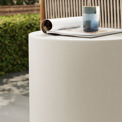 Brion White Indoor - Outdoor Patio Concrete Stool - Ornate Home