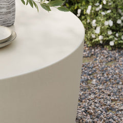 Brion White Round Indoor - Outdoor Patio Concrete Coffee Table - Ornate Home