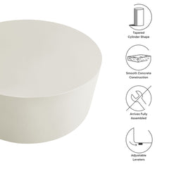 Brion White Round Indoor - Outdoor Patio Concrete Coffee Table - Ornate Home