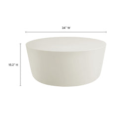 Brion White Round Indoor - Outdoor Patio Concrete Coffee Table - Ornate Home