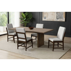 Brisbane Brown 5-Piece Standard Height Dining Set with Table & Four Fabric Chairs - Ornate Home