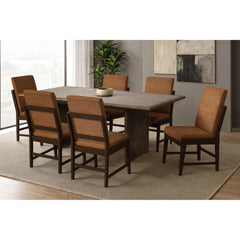 Brisbane Brown 7-Piece Standard Height Dining Set with Table & Six PU Chairs - Ornate Home