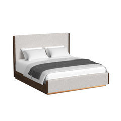Brisbane Brown/Boucle Beige 3-Piece King UPH Bedroom Set with LED - Ornate Home