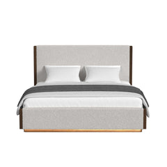 Brisbane Brown King UPH Bed with Boucle Beige and LED - Ornate Home